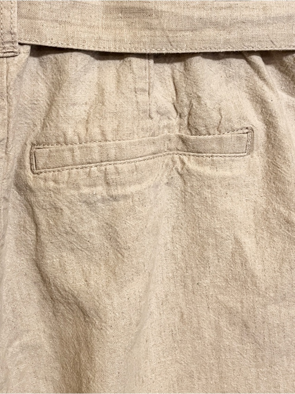 Jag High Rise Belted Pleat Paper Bag Short In Oatmeal Women’s 14 Linen Cotton - Picture 6 of 10